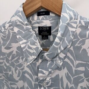NEW J.CREW FLEX WASH Men's Large Slim Tropical Floral Button Down Short‎ Sleeve